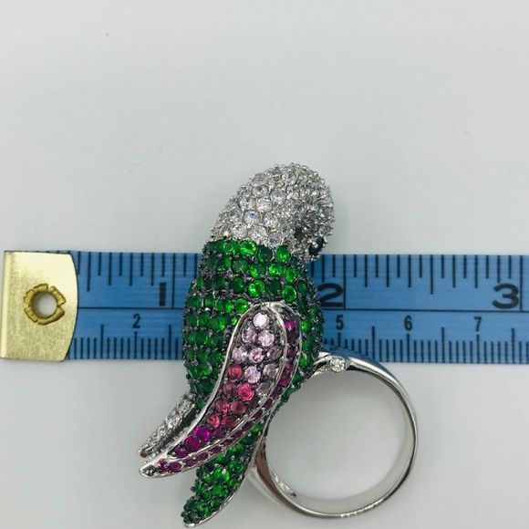 NEW RHODIUM PLATED CZ PARROT RING - Picture 9 of 16